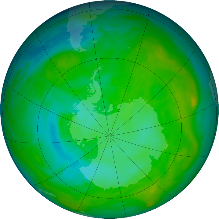 Antarctic ozone map for 18 January 1983